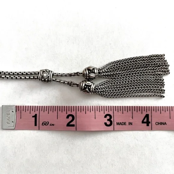 David Yurman Renaissance tassle diamonds adjustable 40 inch box chain necklace